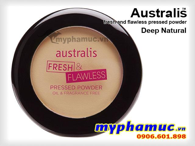 Phấn phủ tốt  Australis Fresh and Flawless Pressed Powder Deep Natural